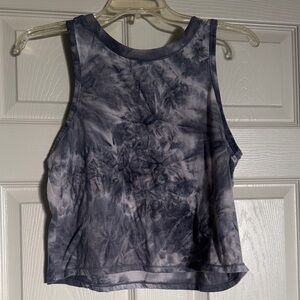 90 Degree Tie-Dye Sleeveless Crop Tank Top - Blue